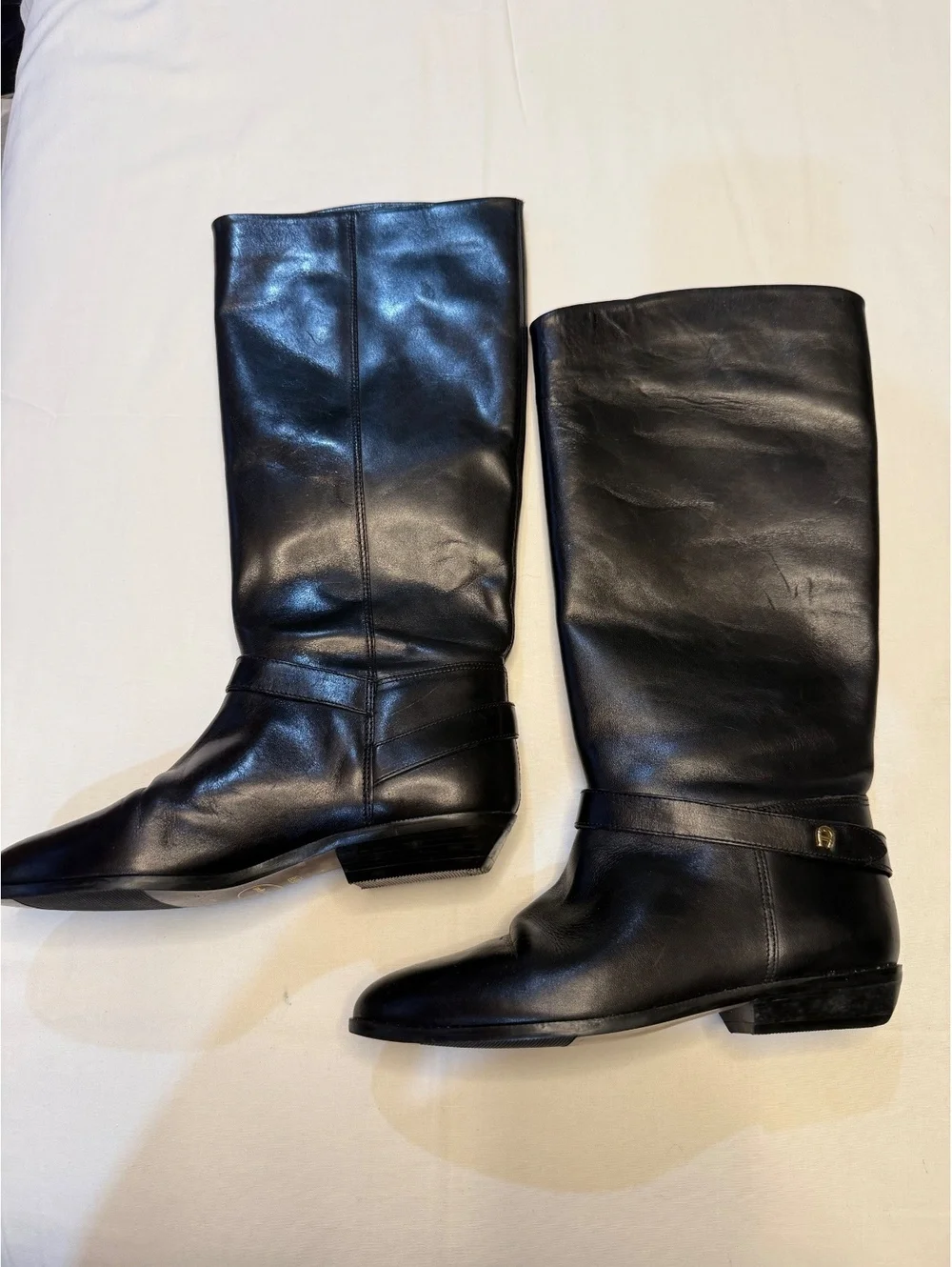 Etienne Aigner Women’s Black Leather Knee-High Riding Boots Size 6M